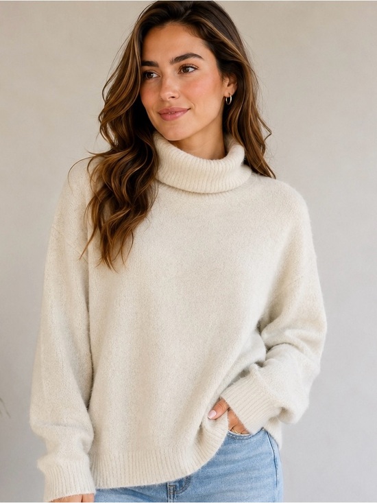 Wilfred Sweaters - Aritzia Wilfred Free Ivory Bouclé Turtleneck Sweater XS